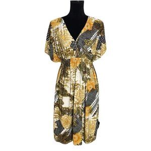 Sunkissed Couture  Multicolor Floral/Paisley Short Sleeve Pullover Dress - Sz L